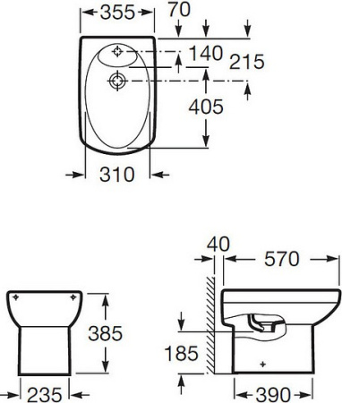 биде напольное roca dama senso 357514000