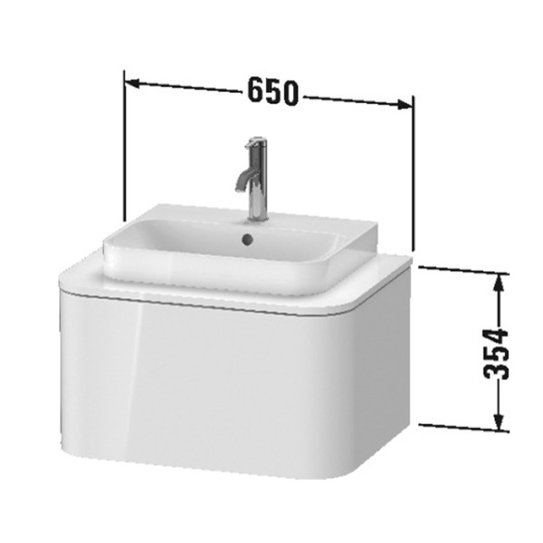 duravit happy d.2 plus столешница 16x650x480мм для тумбы #hp4940, hp4960 с вырезом под 1 раковину, цвет: graphite supermatt