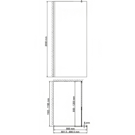 душевая перегородка wasserkraft rossel 28w39 90 см, профиль цвет хром