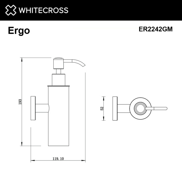 Дозатор для жидкого мыла Whitecross Ergo ER2242GM настенный, оружейная сталь