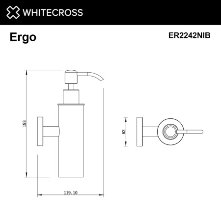 дозатор для жидкого мыла whitecross ergo er2242nib настенный, брашированный никель