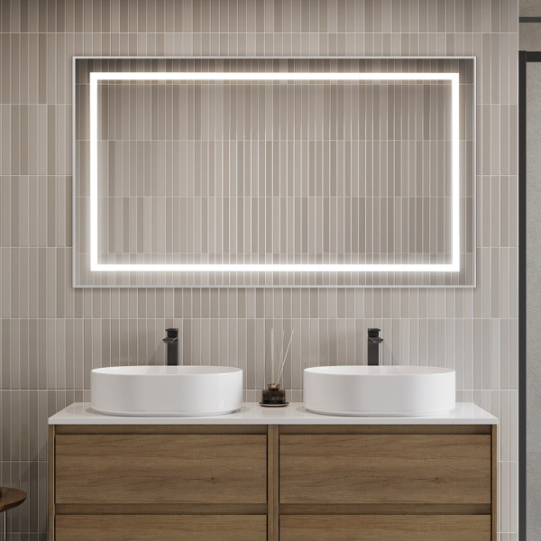 зеркало belbagno kraft 140 spc-kraft-1400-800-sens-al с подсветкой сатин с сенсорным выключателем