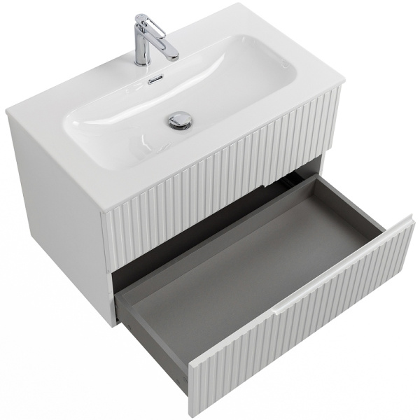 тумба под раковину cezares duet-n 80 duet-n-800-2c-so-bl подвесная bianco lucido