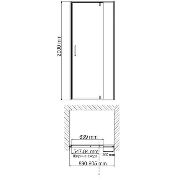 душевая дверь wasserkraft aisch 90 55p04 90.5x200 см, профиль цвет золото матовое стекло прозрачное