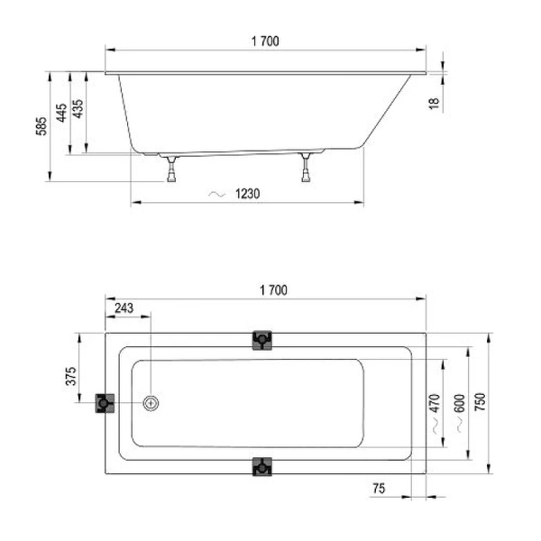 акриловая ванна ravak 10° slim 170x75 ca71300000 без гидромассажа акриловая ванна ravak 10° slim 170x75 ca71300000 без гидромассажа