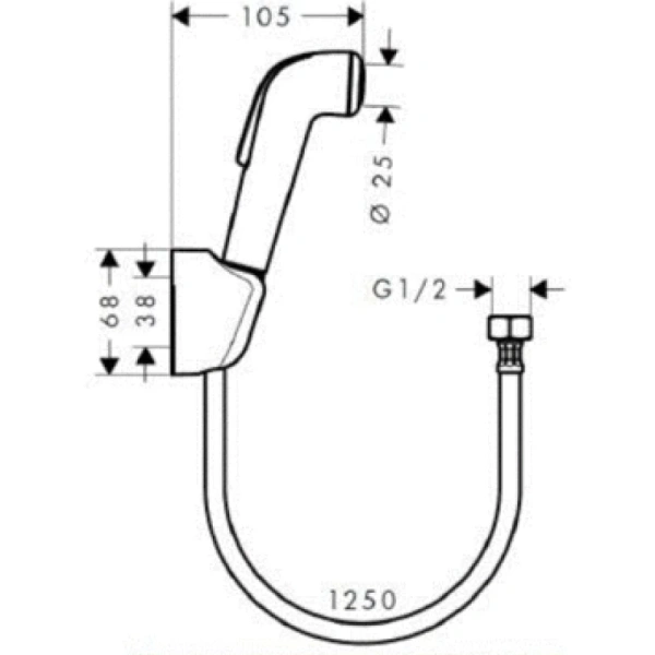 гигиенический душ, со шлангом 1,25 м и держателем, ½’ hansgrohe 32127000