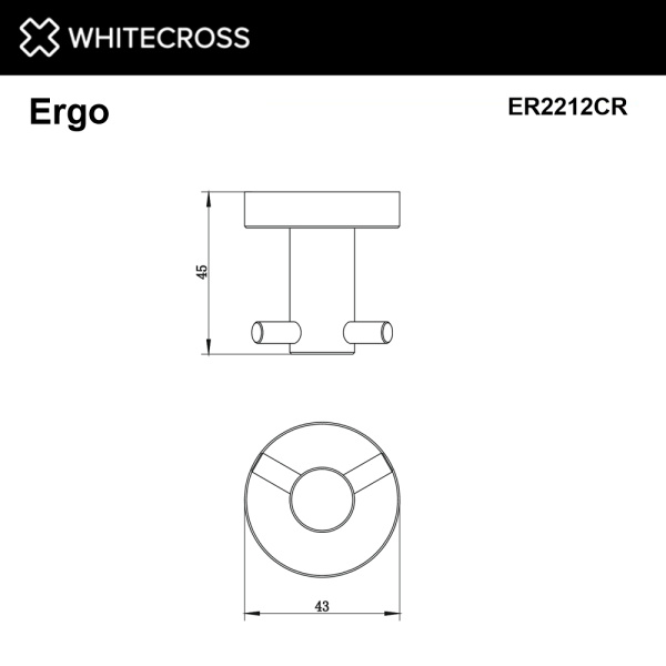 Крючок Whitecross Ergo ER2212CR двойной, хром