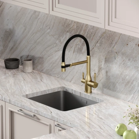 смеситель для кухни sancos garda sc4009bg золото брашированное черный