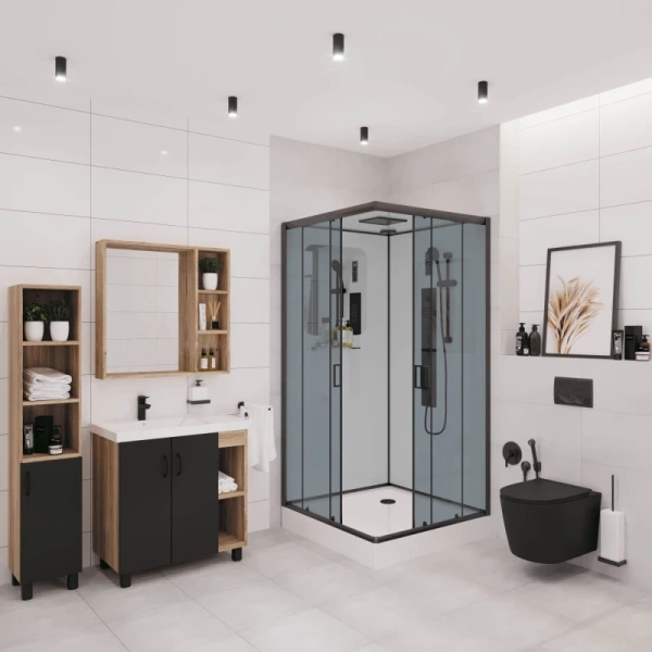 душевая кабина niagara premium 90x90 ng-6901-01gq black с гидромассажем