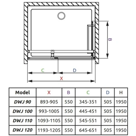 душевая дверь radaway carena dwj 120 r прозрачное