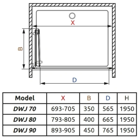 душевая дверь radaway carena dwb 90 l коричневое