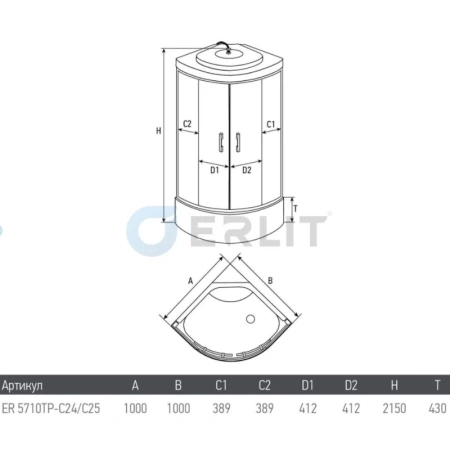 душевая кабина erlit eclipse er5710tp-c24