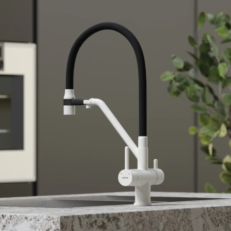 смеситель для кухни sancos dora sc4003gr белый гранит черный