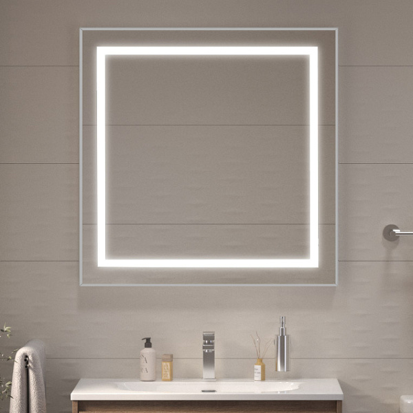 зеркало belbagno kraft 80 spc-kraft-800-800-sens-al с подсветкой сатин с сенсорным выключателем