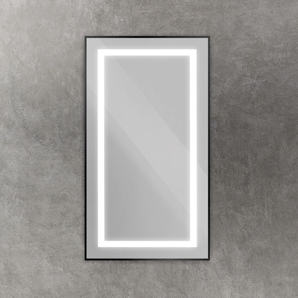 зеркало belbagno kraft 50 spc-kraft-500-900-sens-nero с подсветкой черное с сенсорным выключателем