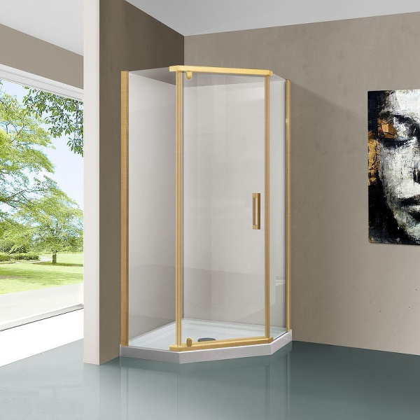 душевой уголок vincea stresa 90×90 vsp-1s900clg профиль брашированное золото, стекло прозрачное