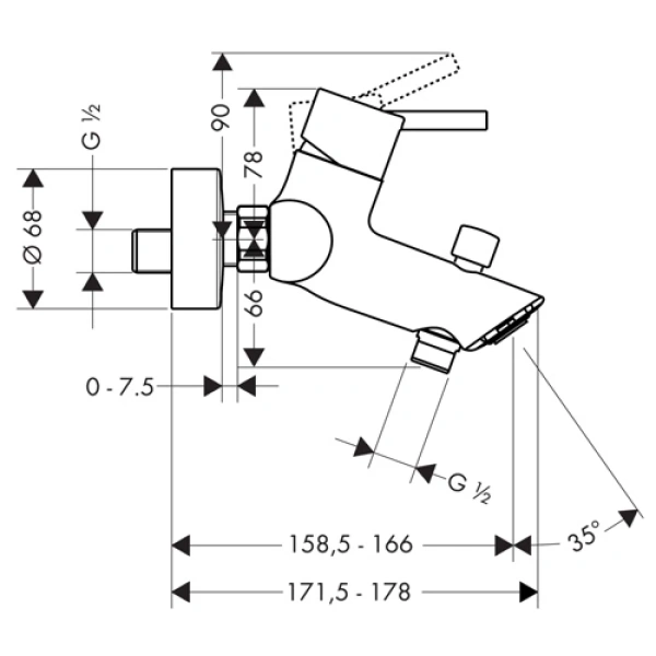 смеситель для ванны hansgrohe talis s2 32440000 + 26275000 смеситель для ванны hansgrohe talis s2 32440000 + 26275000
