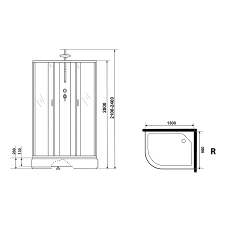 душевая кабина niagara classic 130х90 r ng-33394-14rbkt без гидромассажа
