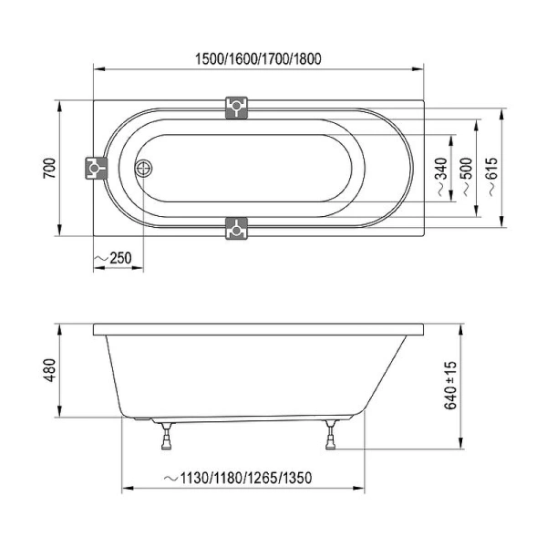акриловая ванна ravak sonata ii 180x70 c636r00000 без гидромассажа акриловая ванна ravak sonata ii 180x70 c636r00000 без гидромассажа