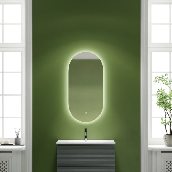 зеркало sancos oval 55 ov55c с подсветкой с сенсорным выключателем и диммером
