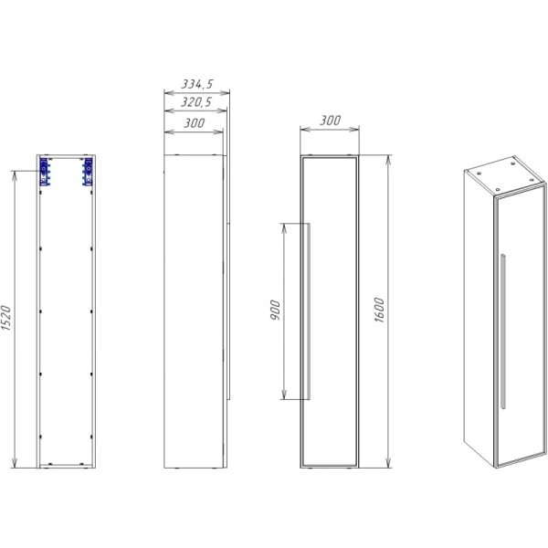 пенал la fenice terra fnc-05-ter-g-30 подвесной l/r, серо-зеленый матовый