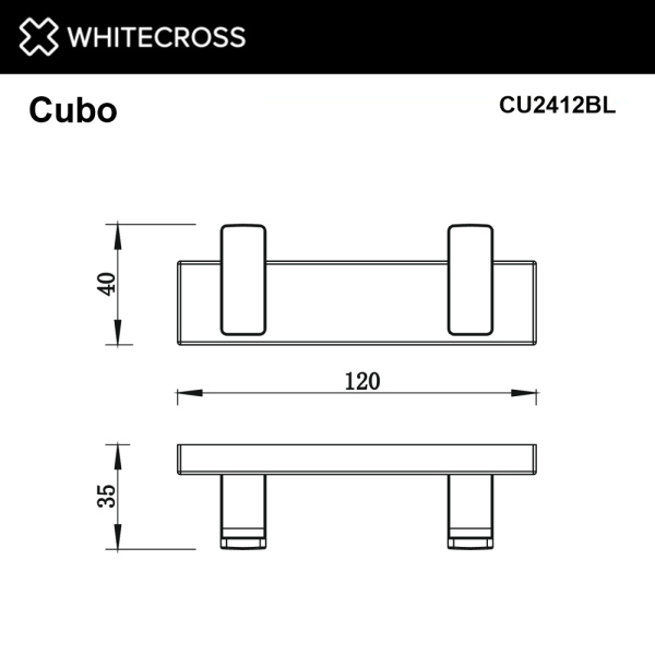 Крючок Whitecross Cubo CU2412BL двойной, черный мат