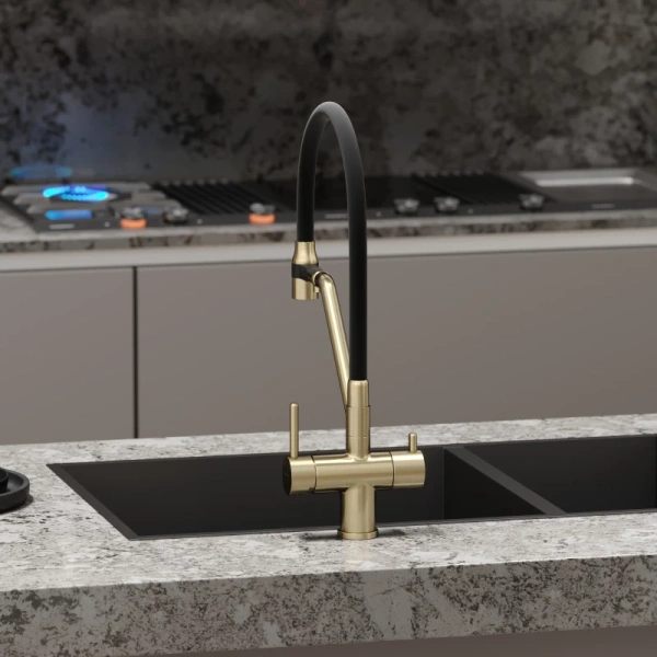 смеситель для кухни sancos dora sc4003bg золото брашированное черный