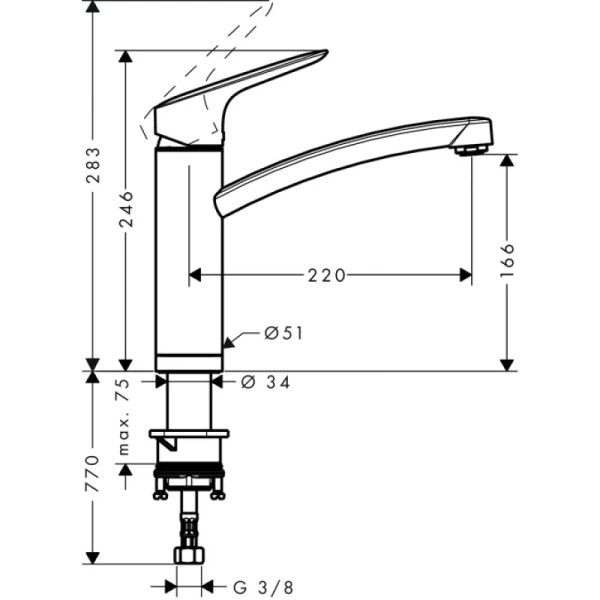 смеситель для кухни 160 hansgrohe logis m31 71833000, хром