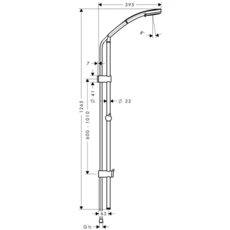 душевой гарнитур unica reno lift hansgrohe croma 100 27791000