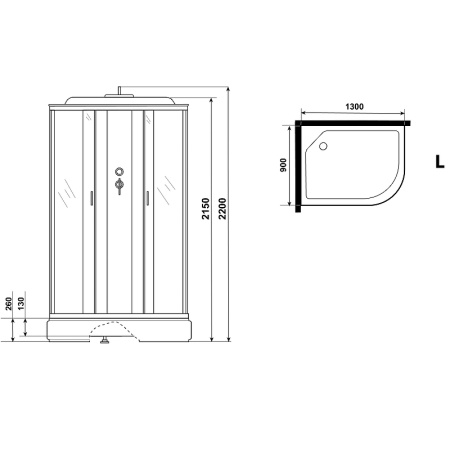 душевая кабина niagara classic 130х90 l ng-33394-14lbk без гидромассажа
