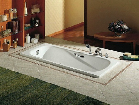 чугунная ванна roca malibu 170x75 2309g000r с отверстиями для ручек с антискользящим покрытием