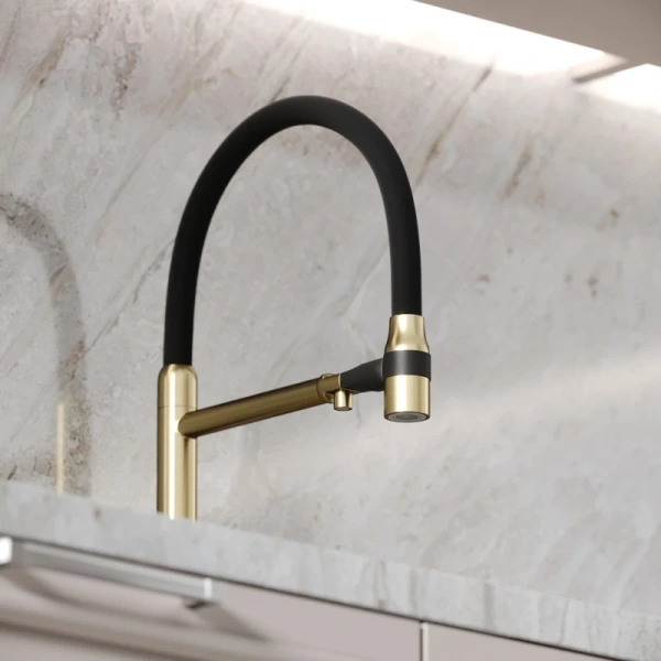 смеситель для кухни sancos garda sc4009bg золото брашированное черный