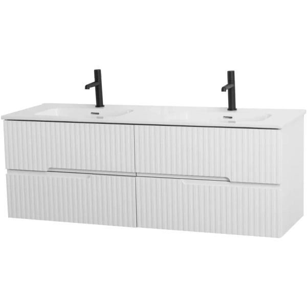 тумба под раковину cezares duet duet-n-1400-4c-so-2-bl 140 см, подвесная, bianco lucido