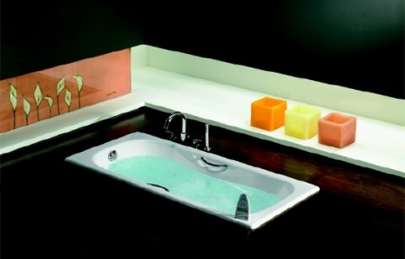 чугунная ванна roca malibu 170x75 2309g000r с отверстиями для ручек с антискользящим покрытием