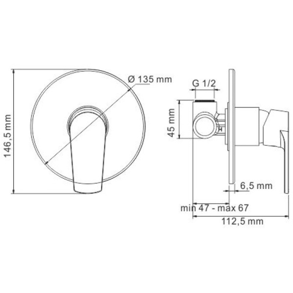 смеситель для душа, wasserkraft dill 6151 цвет хром