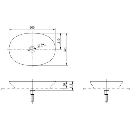 раковина toto neorest l4706e#xw накладная, 60x42 см, белый