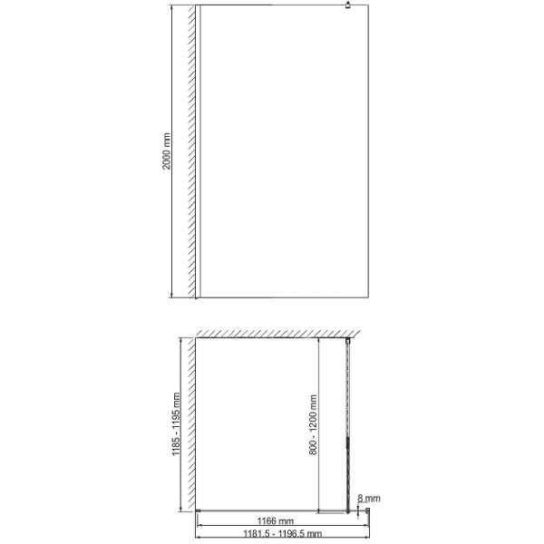 душевая перегородка wasserkraft abens 20w40 120 см, профиль черный