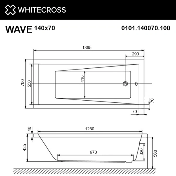 акриловая ванна whitecross wave 140x70 0101.140070.100 без гидромассажа акриловая ванна whitecross wave 140x70 0101.140070.100 без гидромассажа