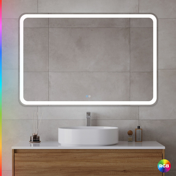 зеркало cezares multicolore 120 czr-spc-mc-1200-800-rgb-tch с подсветкой с сенсорным выключателем и функцией памяти