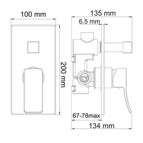 смеситель для душа, wasserkraft aller 10641 цвет хром