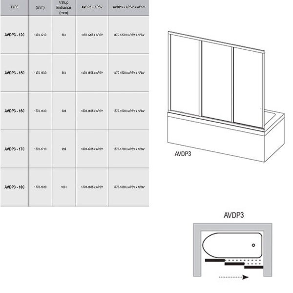 Шторка на ванну Ravak Supernova AVDP3-170 40VV0102Z1 профиль Белый стекло Transparent