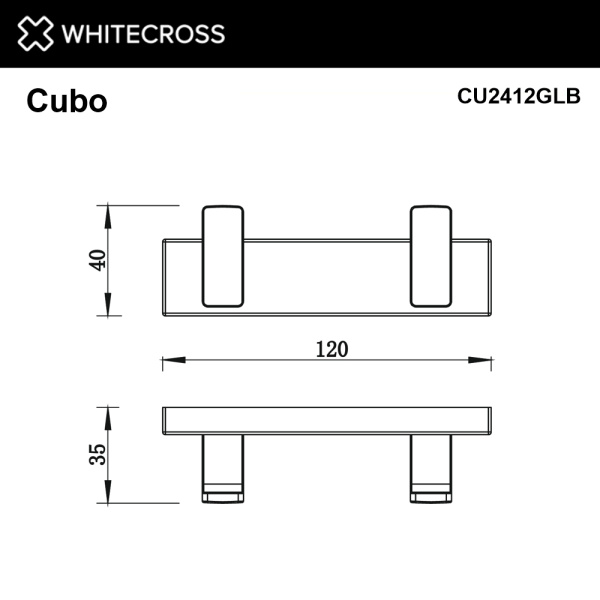 Крючок Whitecross Cubo CU2412GLB двойной, брашированное золото