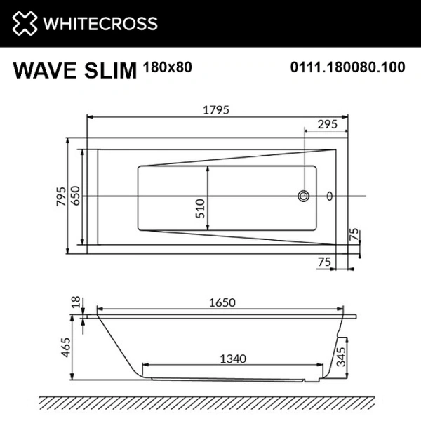 акриловая ванна whitecross wave slim 180x80 0111.180080.100 без гидромассажа акриловая ванна whitecross wave slim 180x80 0111.180080.100 без гидромассажа