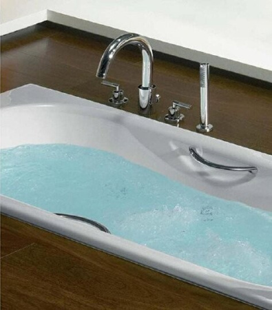чугунная ванна roca malibu 170x75 2309g000r с отверстиями для ручек с антискользящим покрытием