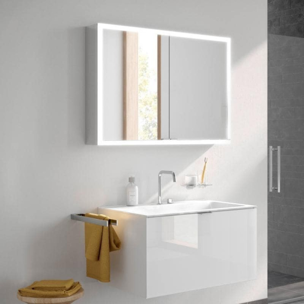 зеркальный шкаф emco asis prime 100 9497 060 83 с подсветкой серебро