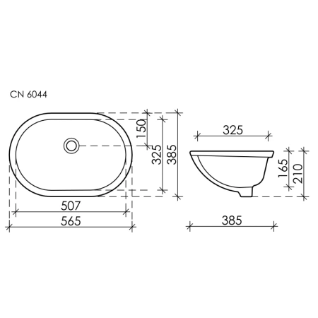 раковина ceramicanova element cn6044 встраиваемая, снизу, 56.5x38.5 см, белая