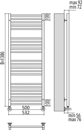 полотенцесушитель водяной terminus аврора п27 500*1386 4660059582313