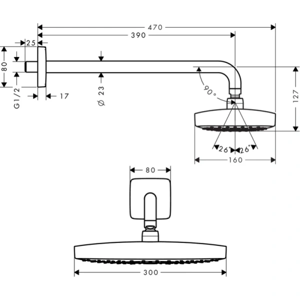 верхний душ hansgrohe raindance select e 27385400