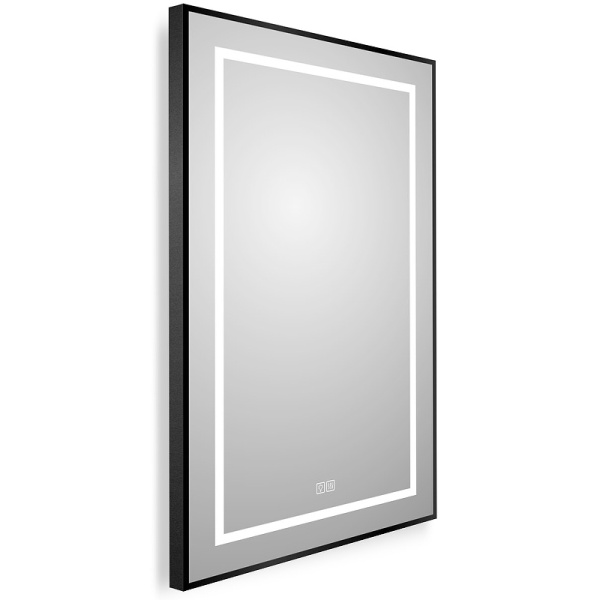 зеркало belbagno kraft 50 spc-kraft-500-800-led-tch-warm-nero с подсветкой черное с сенсорным выключателем и подогревом