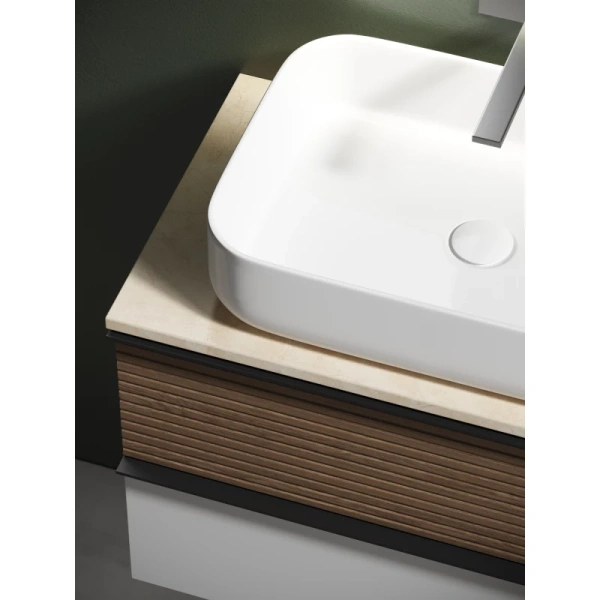 тумба с раковиной sancos delta dl80w + tt80a2 + cn5004 80 см, подвесная, со столешницей, светлый дуб/белый матовый